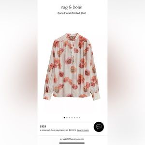 Beautiful rag and bone size small poppy blouse. Only worn once. Excellent cond